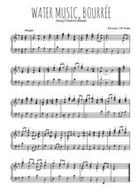 Téléchargez l'arrangement pour piano de la partition de Water music, Bourrée en PDF